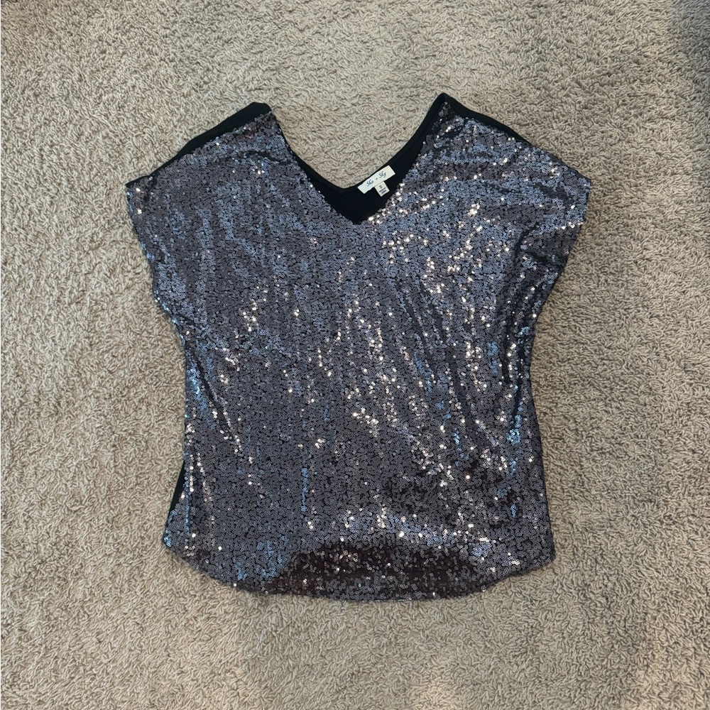 Black Sequence Top She + Sky